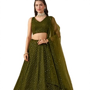 Nouvelle collection de Lehenga Choli traditionnel en georgette à manches courtes, décontracté, avec broderies en sequins Resham, coupe régulière pour femmes, toutes saisons - Product Image 3