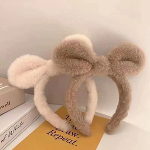 Cute Bunny Ear <b>Headband</b> Plush Face Wash Hairband For Women Casual Bath Accessory Soft <b>Fabric</b> Style - Product Image 3