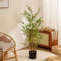 Grand arbre en bambou artificiel avec pots, plantes artificielles en bambou réalistes pour la décoration intérieure du salon
