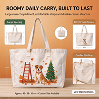Sac fourre-tout en toile de coton réutilisable et écologique avec poignées renforcées, taille extra large pour un usage quotidien