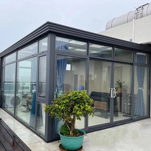 Grande véranda moderne à toit plat avec fenêtre à battant en verre trempé double pleine hauteur, idéale pour patio extérieur anti-vent - Product Image 6