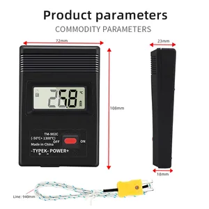 Thermomètre numérique LCD HEDAO TM902C type K -50 à 1300 °C, capteur de température, sonde thermocouple, détecteur - Product Image 2
