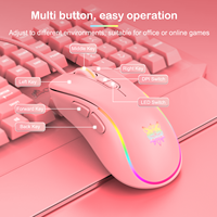 Mouse Gaming Onikuma CW907 OEM Pink Ringan, Mouse Optik RGB Berkabel dengan Logo Kustom untuk Laptop Gamer