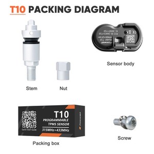 2023 foxwell T10 phổ 315Mhz 433Mhz <span class=keywords><strong>TPMS</strong></span> giám sát áp suất lốp hệ thống lập trình cảm biến tinh thần/cao su van - Product Image 5