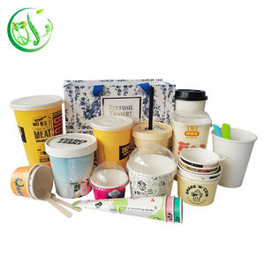 Taza de papel desechable Biodegradable profesional, envase de 3oz, 4oz, 12oz, con tapa y cuchara, venta al por mayor, China - Product Image 2