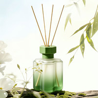 Diffuseur de parfum en verre dégradé personnalisé, bouteille en forme de fleur, bâtonnets en rotin naturel, huile parfumée pour la maison, vente en gros