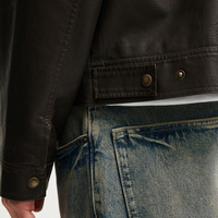 Blouson d'aviateur en cuir vintage à fermeture éclair vierge imperméable personnalisé pour hommes