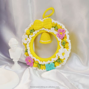 Accesorios colgantes decorativos <span class=keywords><strong>de</strong></span> punto Crochet Lily Valley, espejo retrovisor <span class=keywords><strong>para</strong></span> coche, flores decorativas, plantas, Halloween, Día del Padre - Product Image 1