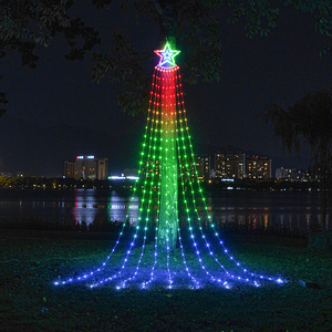 Ngoài trời năng lượng mặt trời Chuỗi đèn <span class=keywords><strong>LED</strong></span> thác nước ánh sáng làm vườn trang trí kỳ nghỉ trang trí treo cây đèn điều khiển từ xa - Product Image 1