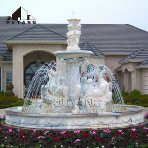 QUYANG grande decorazione <span class=keywords><strong>Villa</strong></span> all'aperto di lusso in pietra animale fontana di acqua in marmo bianco leone fontana - Product Image 3