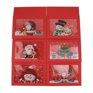 Caja de regalo de papel especial para ventana transparente de Navidad de Año Nuevo para hornear galletas dulces velas billetera aperitivos Color rojo - Product Image 5