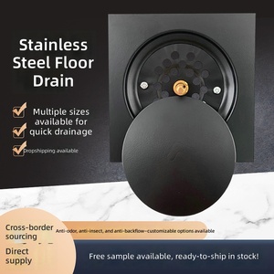 Desagüe de Piso Moderno de Acero Inoxidable, Negro Mate, Circular, 5.5 Pulgadas, Anti-Olor, Anti-Insectos, para Baño - Product Image 1