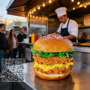 Modelo de Muestra de Hamburguesa con Queso y Bacon Falsos de Primera Calidad, Réplica Realista de Comida Rápida para Exhibición Publicitaria y Decoración de Sets de Cine - Product Image 4