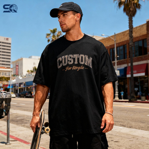 T-shirt da uomo personalizzata all'ingrosso, 260 g/m², stampa logo a puff, grafica super, 100% cotone, tinta unita, personalizzabile - Product Image 3