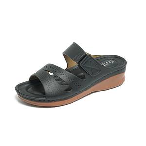 Sandalias de cuña para mujer, sandalias ortopédicas de primera calidad con punta abierta, zapatos Retro informales de cuero antideslizantes, verano 2021 - Product Image 3