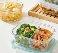 Boîte à lunch en verre borosilicate de haute qualité, compatible micro-ondes, ensemble de contenants de stockage alimentaire avec couvercles en PP pour les employés de bureau