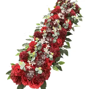 결혼식 장소에서 사용 된 꽃 벽 장미 인공 꽃 공장 도매 웨딩 장식