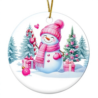 Ornement de Noël en céramique en gros d'usine, impression personnalisée, ornement rond entièrement coloré à suspendre, décoration d'arbre, cadeaux de fêtes, boîte