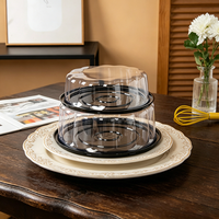 Boîte à gâteau ronde personnalisée avec logo, en plastique, avec couvercle et base, luxe, deux pièces, emballage transparent en dôme pour pâtisserie