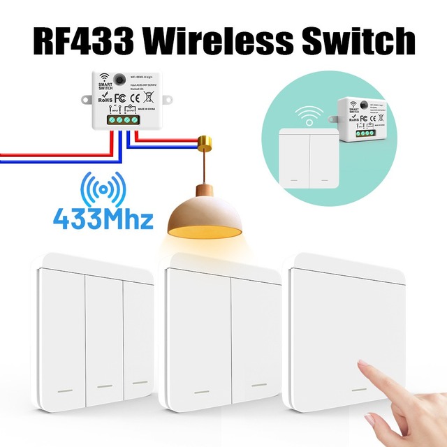 OEM Tuya Wireless 10A AC85-240V WiFi RF433 Mini Dual Mode Smart Relay Module