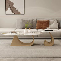Ensemble de tables basses modernes en pierre de designer, table basse moderne dorée de haute qualité, ensemble de tables basses de luxe pour salon