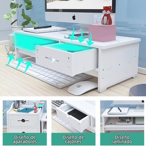 Desktop Monitor Stand With Drawers 3 Tier Storage <b>Rack</b> Office Organizer For Desktop Organization - Product Image 5