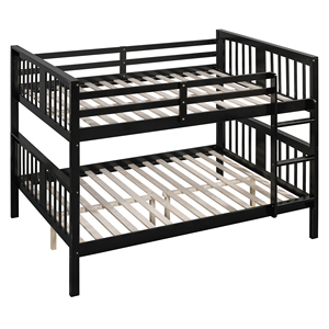 Full Over Full <b>Bunk</b> <b>Bed</b> With Ladder Espresso Kids Teen Bedroom Furniture - Product Image 3