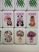 Jeu de Mahjong Américain Preppy Safari 166 Pièces, Dos Vert Marbré Multi-Couches, Cadeau de Fêtes Personnalisé Tigre Panda Joker
