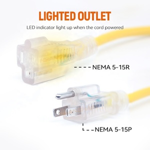 Hoa Kỳ Etl Đã Được Phê Duyệt 16/3 25ft Không Thấm Nước Heavy Duty Vàng Mở Rộng Dây Với Thắp Sáng Cắm NEMA Nữ End Cho Thiết Bị Nhà Sử Dụng - Product Image 4