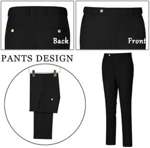 Traje de esmoquin de 3 piezas para <span class=keywords><strong>hombre</strong></span>, corte ajustado, doble botonadura, con cuentas, un botón, para boda, graduación, fiesta de bienvenida, conjunto de blazer, <span class=keywords><strong>chaleco</strong></span> y pantalón - Product Image 3