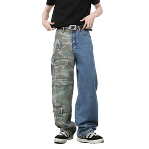 Pantalones Cargo Nuevos al por Mayor, Jeans Holgados para Hombre, Ropa Urbana, Pantalones de Mezclilla Azules de Algodón para Hombre, Pantalones de Mezclilla con Parches para Hombre - Product Image 2