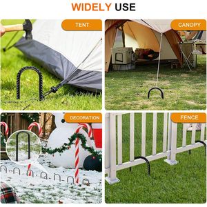 Estacas de Acero en Forma de U Gaildon de 8 Pulgadas, Paquete de 10, Anclaje de Suelo de Acero de Aleación Negra de Alta Resistencia para Tiendas de Campaña, Cercas, Trampolines y Patios - Product Image 4