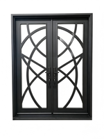 Porte double en fer forgé sur mesure, moderne et décorative pour l'extérieur, idéale pour appartement, chambre, entrée d'hôtel - Fabricant OEM