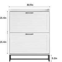Meuble à chaussures en bois sur mesure blanc à double couche avec tiroirs rabattables et persiennes, rangement moderne pour entrée, mobilier de maison, vente en gros OEM