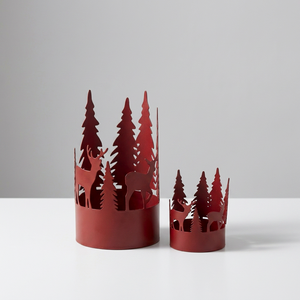 Portavelas Metálicos Rojos con Diseño de Árbol y Ciervo, Decoración Navideña para el Hogar 2026 - Product Image 4