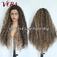 Perruques synthétiques en fibre Futura HD 13x4 Lace Front 330g, couleur Piano P4/27, effet vague d'eau, fini mat, résistantes à la chaleur, pour femmes, vente en gros