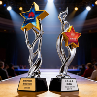 Trophée carré en cristal torsadé personnalisé, imprimé UV, gravé au laser, récompense étoile pour employés de réunion annuelle d'entreprise
