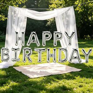 High-quality party supplies and decorations Happy Birthday Silver Balloon Letter Set 45CM 12 pcs Bag Party Decorations - Product Image 4
