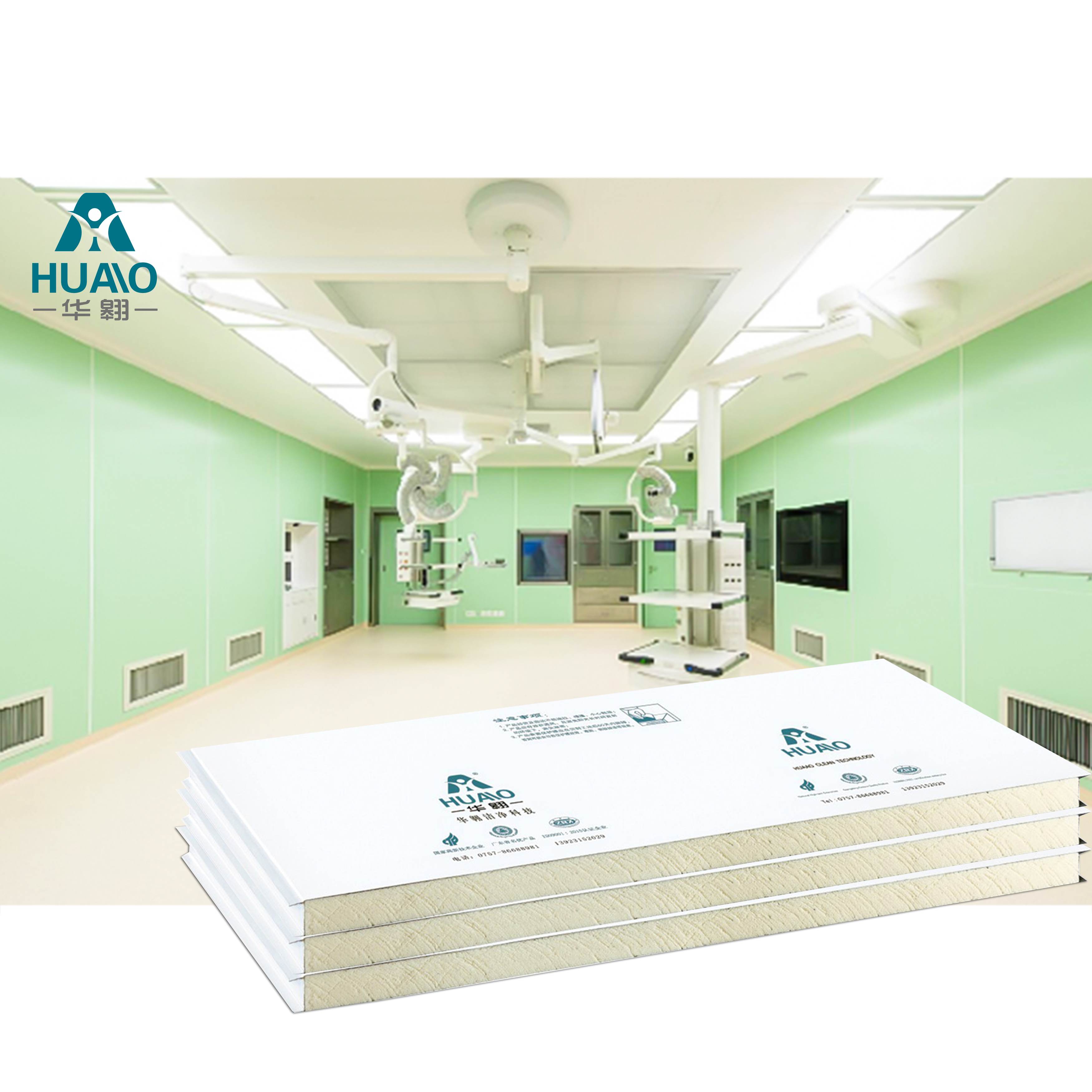 HUAAO Modular Clean Room Sandwich Panel for Hospital Building Fireproof EPS Calcium Silicate with Steel Material Metal Panel