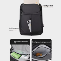 Sac de voyage d'affaires léger, extensible et imperméable pour hommes avec port USB, sac à dos pour ordinateur portable en tissu Oxford de 15,6 pouces