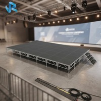 Scène événementielle modulaire en alliage d'aluminium pour extérieur, installation rapide, capacité de charge élevée, conception mobile, pieds réglables, personnalisable