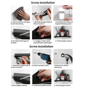 Pano.V Black Carbon steel Bathroom Corner Wall Shelf Holder Hanging <b>Shower</b> Organizer <b>Storage</b> - Product Image 6