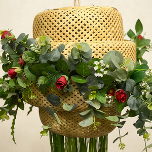 Artificial Hanging Basket with Green Foliage and Berry Accents Decorative <b>Wall</b> Planter for Home Garden Balcony Decor - Product Image 3