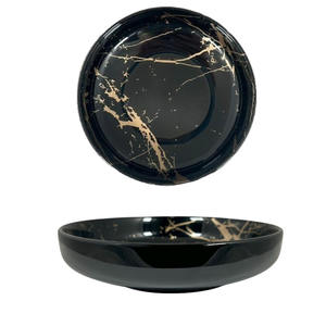 Assiette creuse en porcelaine effet marbre noir, diamètre [indiquer le diamètre] 20CM, EFFET MARBRE NOIR - Product Image 1