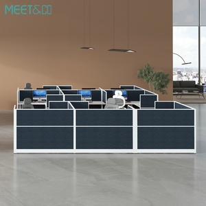 Bureau de travail moderne de haute qualité, bureau informatique 2/4/6 places avec cloison en L, espace de travail ouvert pour usage professionnel - Product Image 4