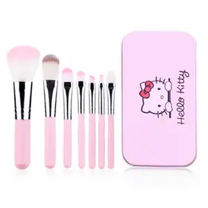 Cute pink lovely 7 pcs make up brush kit custom logo private label portable travel cosmetic makeup brushes set with box