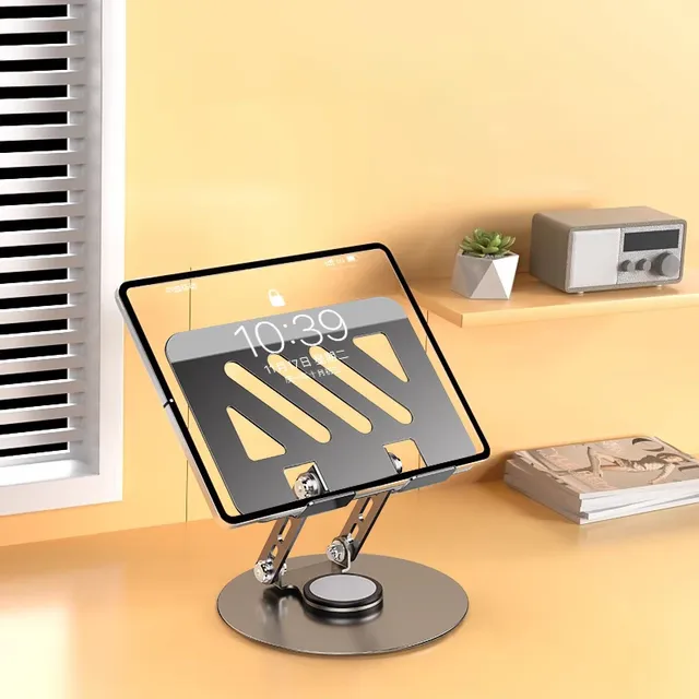 Foldable Metal 360 Rotating Mobile Phone &Tablet Stand Multi-angle Portable Folding Desktop Aluminum Alloy Stand for iPad