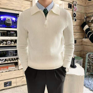 Suéter de punto de nuevo estilo para hombre, suéter básico informal con media cremallera para hombre, suéter de Otoño de Color sólido con jersey de alta calidad - Product Image 5