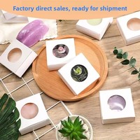Boîte à savon pliable en papier kraft brun écologique personnalisée avec fenêtre transparente pour emballage cadeau, faveurs de mariage et de fête