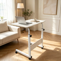 Table d'étude mobile réglable en hauteur pour dortoir, support pour ordinateur portable avec roulettes et surface en panneau de bois, idéale pour la vente en gros